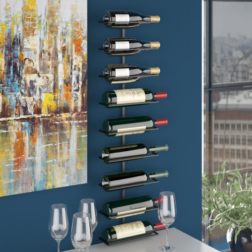 Ivy Bronx Chetek Wall Mounted Wine Bottle Rack in Black & Reviews Wayfair